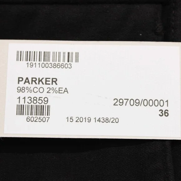 Zanella NWT Chinos / Casual Pants Size 36 US Parker In Solid Black Cotton Blend